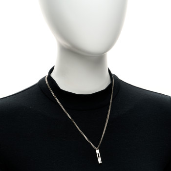 GUCCI Darkened Sterling Silver G Bar Pendant Necklace