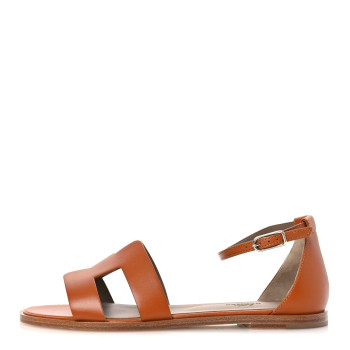 HERMES Calfskin Santorini Sandals 39 Naturel