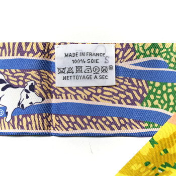 HERMES Silk En Liberte Twilly Jaune Vif Bleu Rouge