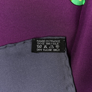 HERMES Silk Le Timbalier Scarf 90 Anthracite Violet Vert