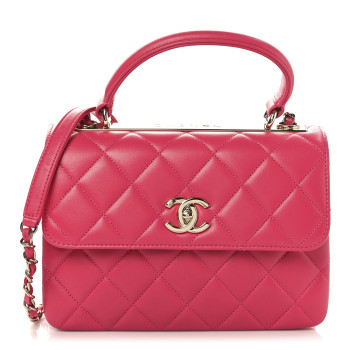CHANEL Lambskin Quilted Small Trendy CC Flap Dual Handle Bag Dark Pink