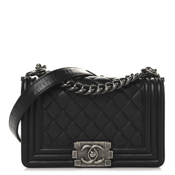 CHANEL Lambskin Quilted Small Boy Flap Black