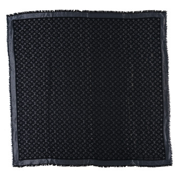 LOUIS VUITTON Silk Lurex Wool Monogram Shine Shawl Black