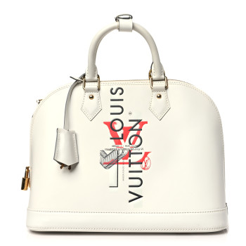 LOUIS VUITTON Smooth Calfskin Signature Alma PM White