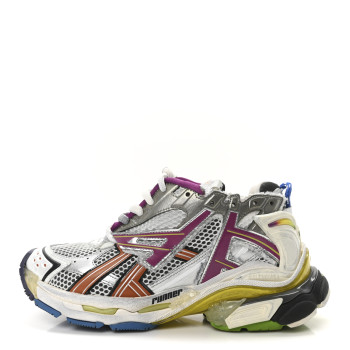BALENCIAGA Mesh Rubber Distressed Runner Sneakers 40 Multicolor