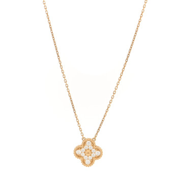 VAN CLEEF & ARPELS 18K Yellow Gold Diamond Vintage Alhambra Pendant Necklace VAN CLEEF & ARPELS 18K Yellow Gold Diamond Vintage Alhambra Pendant Necklace