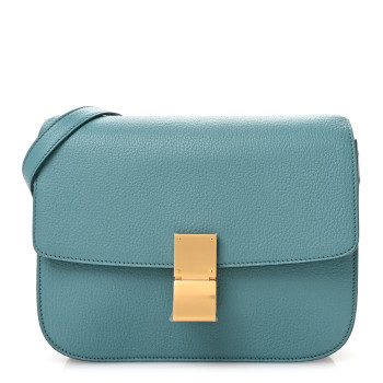 CELINE Goatskin Medium Classic Box Flap Bag Antarctic