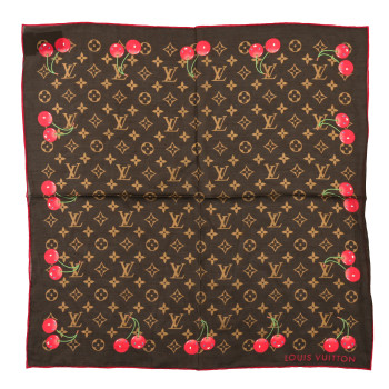 LOUIS VUITTON LV X TM Silk Monogram Cerise Square Scarf 55 Brown