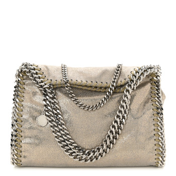 STELLA MCCARTNEY Shaggy Deer Mini Falabella Fold Over Tote Gold