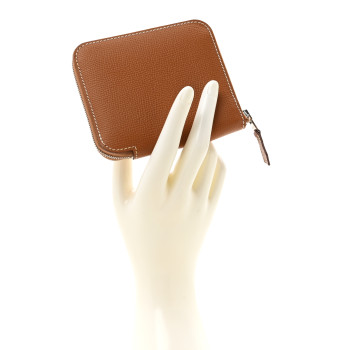 HERMES Epsom Silk'in Compact Wallet Gold Cassis Vert Fizz