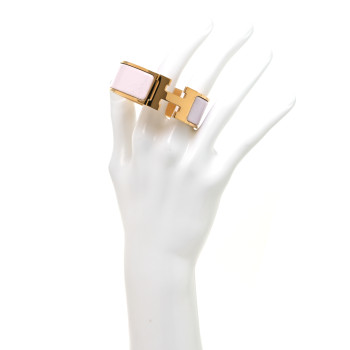 HERMES Enamel Wide Clic Clac H Bracelet PM Rose Poudre