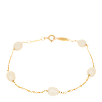 TIFFANY 18K Yellow Gold Cultured Pearl 5.5-6mm Elsa Peretti Pearls By The Yard Bracelet
