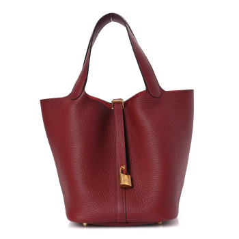 HERMES Taurillon Clemence Picotin Lock 22 MM Rouge H