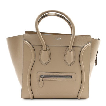 CELINE Drummed Calfskin Mini Luggage Dune