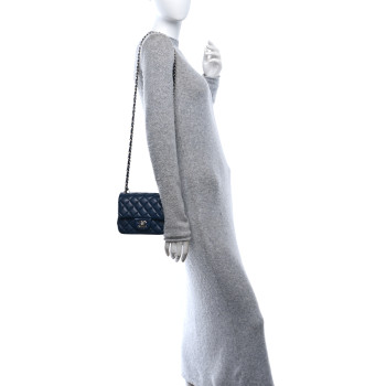 CHANEL Caviar Quilted Mini Square Flap Navy
