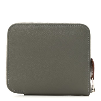 HERMES Evercolor Silk'In Compact Wallet Gris Meyer