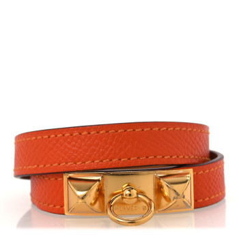 HERMES Epsom Rivale Double Tour Bracelet S Orange