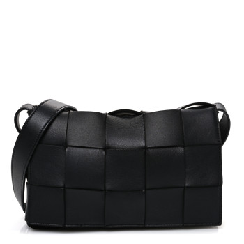 BOTTEGA VENETA Lambskin Maxi Intrecciato Cassette Crossbody Bag Black