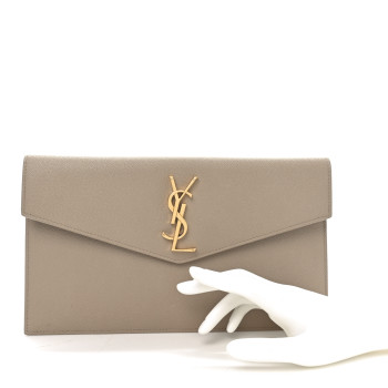 SAINT LAURENT Grain De Poudre Uptown Pouch Dark Beige