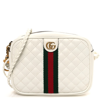 GUCCI Calfskin Web Trapuntata Mini Shoulder Bag Off White
