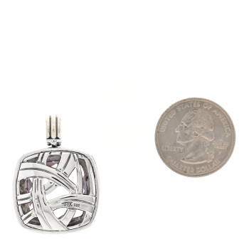DAVID YURMAN Sterling Silver Diamond Amethyst 20mm Albion Enhancer Pendant
