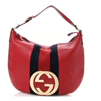 GUCCI Calfskin Web Small Blondie Hobo Red