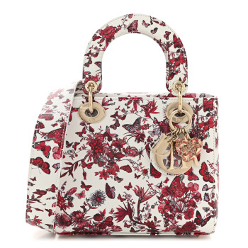 CHRISTIAN DIOR Calfskin Le Coeur Des Papillons Small My ABCDior Lady Dior White Multicolor