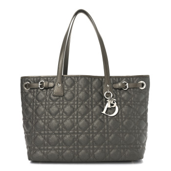CHRISTIAN DIOR Coated Canvas Cannage Small Panarea Tote Bronze