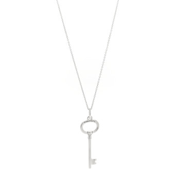 TIFFANY Sterling Silver Small Oval Key Pendant Bead Necklace
