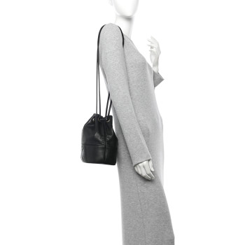 CHANEL Lambskin CC Stitched Drawstring Bucket Bag Black