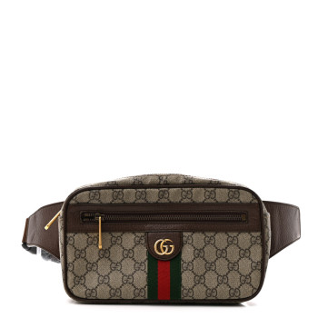 GUCCI Soft GG Supreme Monogram Medium Ophidia Belt Bag Dark Brown