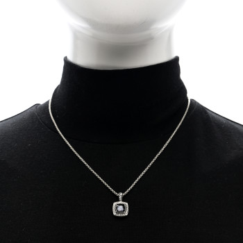 DAVID YURMAN Sterling Silver Diamond Black Orchid 7mm Petite Albion Necklace