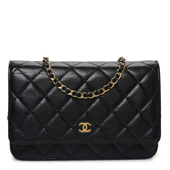 CHANEL Caviar Quilted Wallet on Chain WOC Black