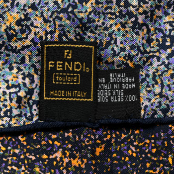 FENDI Silk Galaxy Foulard Scarf Navy
