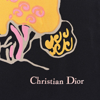 CHRISTIAN DIOR Silk Ciel de Reve Square Scarf 90 Black Multicolor