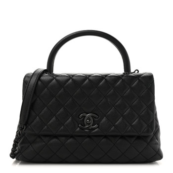 CHANEL Caviar Quilted Small Coco Handle Flap So Black