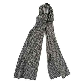 FENDI Wool FF Scarf White Grey