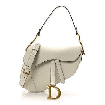 CHRISTIAN DIOR Grained Calfskin Saddle Bag With Strap Latte