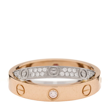 CARTIER 18K Pink White Gold Diamond LOVE Pave Ring 48 4.5