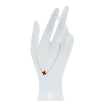 VAN CLEEF & ARPELS 18K Rose Gold Carnelian Sweet Alhambra Bracelet