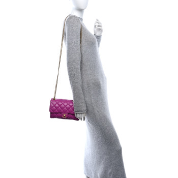 CHANEL Lambskin Quilted Small Pillow Crush Flap Purple