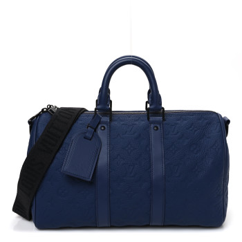 LOUIS VUITTON Monogram Taurillon Keepall Bandouliere 35 Blue