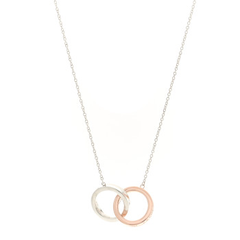 TIFFANY Sterling Silver Rubedo 1837 Interlocking Circles Pendant Necklace