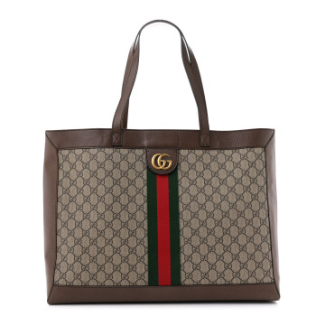 GUCCI X DISNEY GG Supreme Monogram Web Three Little Pigs Large Ophidia Tote Beige New Acero