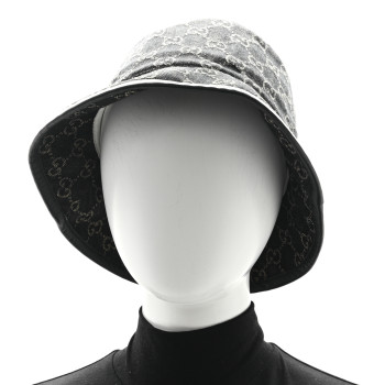 GUCCI Jacquard Denim GG Monogram Oscar Bucket Hat M Black Ivory