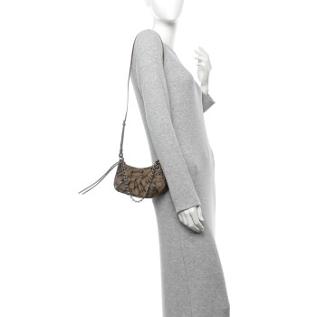 BALENCIAGA Coated Canvas BB Monogram Le Cagole Mini Purse With Chain Beige Brown