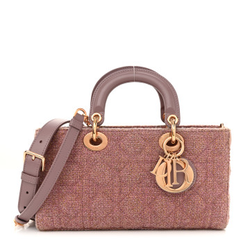 CHRISTIAN DIOR Tweed Cannage Lady D-Joy Pink