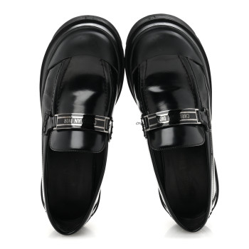 CHRISTIAN DIOR Brushed Calfskin Rubber Dior Code Cap Toe Lug Sole 35mm Loafers 40 Black