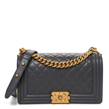 CHANEL Caviar Quilted Medium Boy Flap Grey