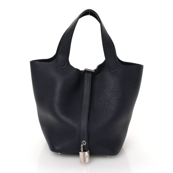 HERMES Taurillon Clemence Picotin Lock 18 PM Bleu Nuit